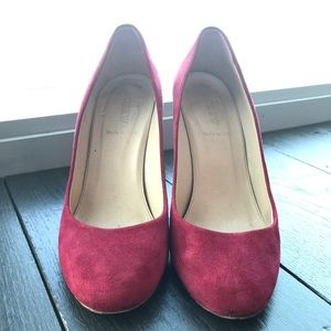 J.Crew red suede shoes.