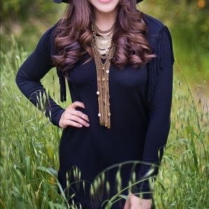 Black dress with fringe