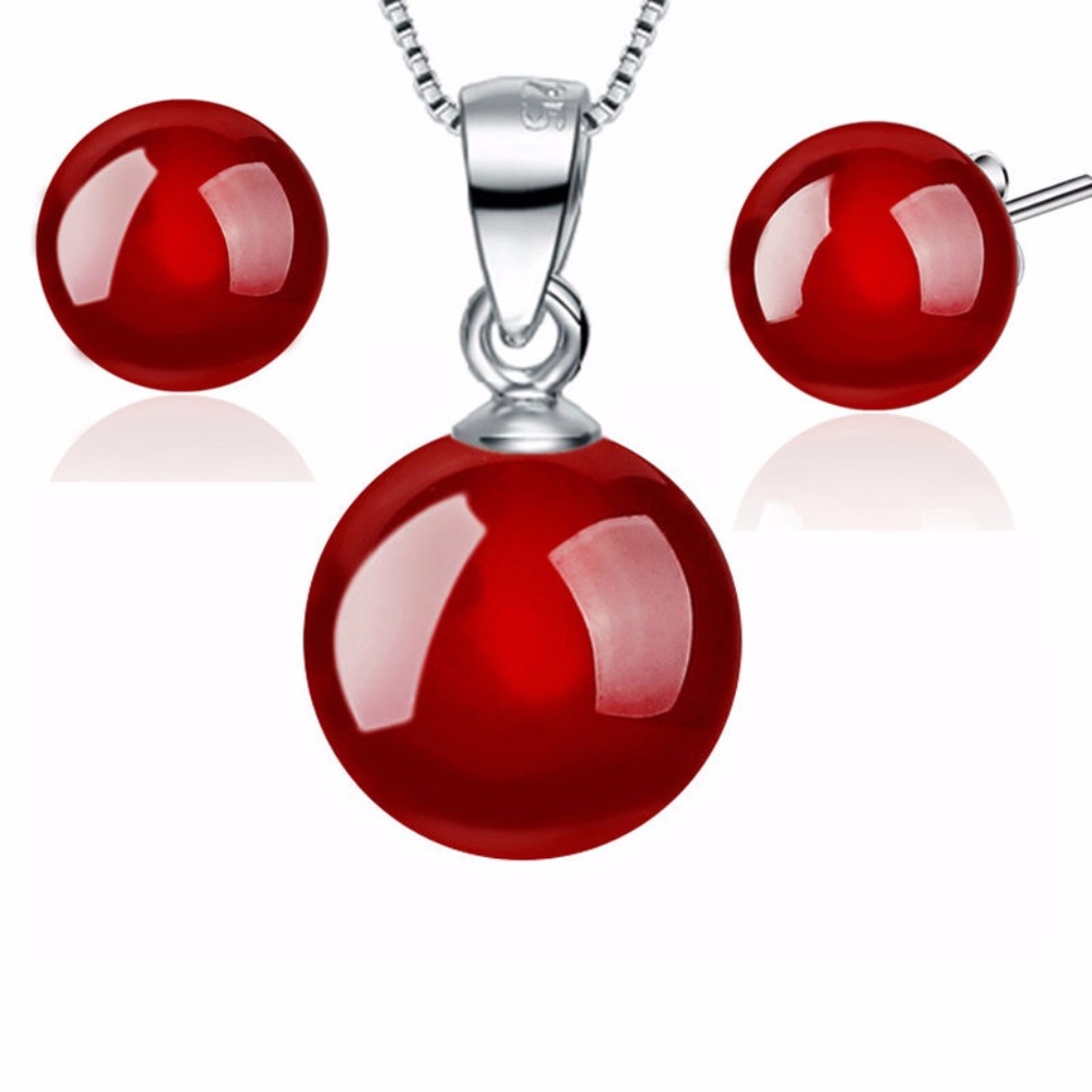 Red Agate Necklace and Earring Set