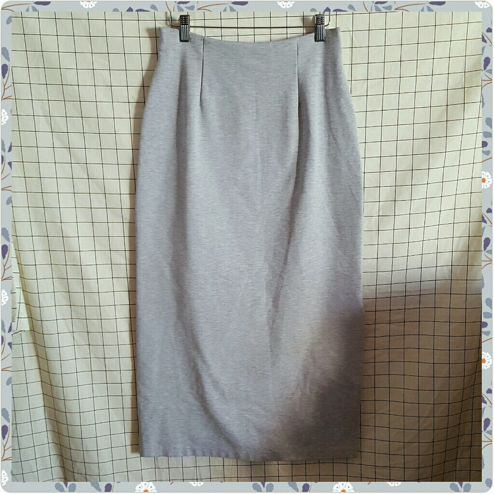 Gray Sporty Heather Gray Maxi Stretch Skirt Slit