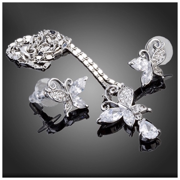 Swarovski Crystals Silver Butterfly Set - Picture 2 of 3