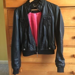 Faux black leather jacket