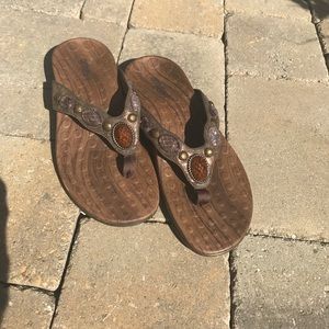 Brown Orthaheel sandal with bling