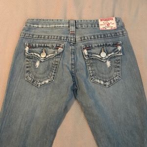 True religion distressed bell bottom jeans