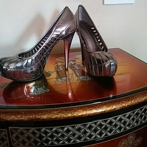 Silver metallic heels