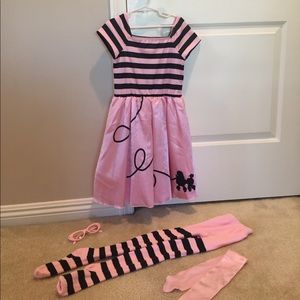 Girls 50's Poodle skirt costume with accessories
