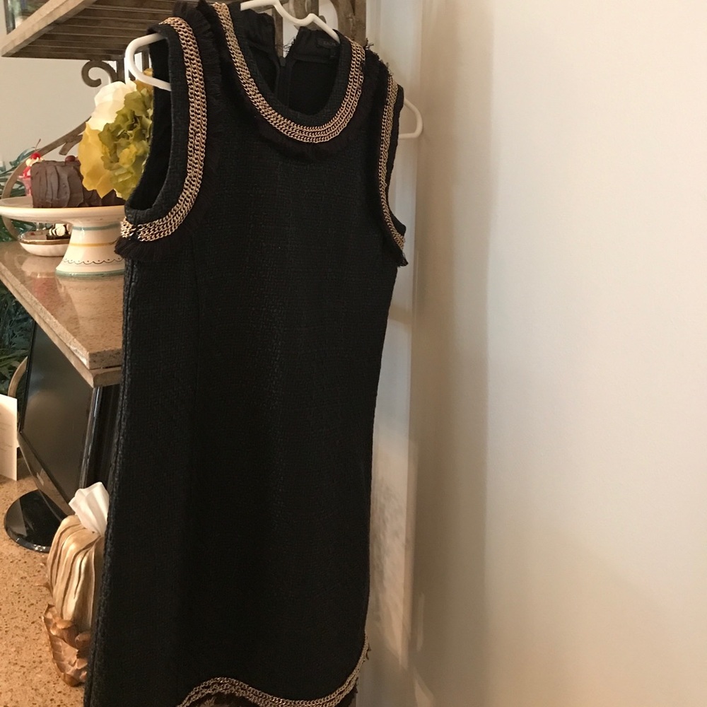 Black dress with gold chains