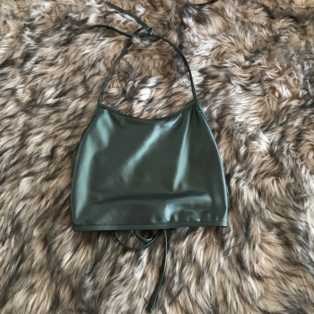 Metallic halter top