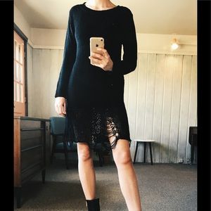 Unif Loose Strings Black Sweater Dress XS