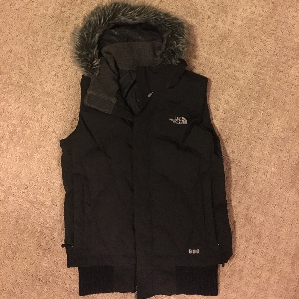 NorthFace fur hoodie down vest