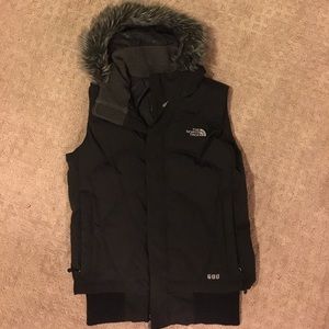NorthFace fur hoodie down vest