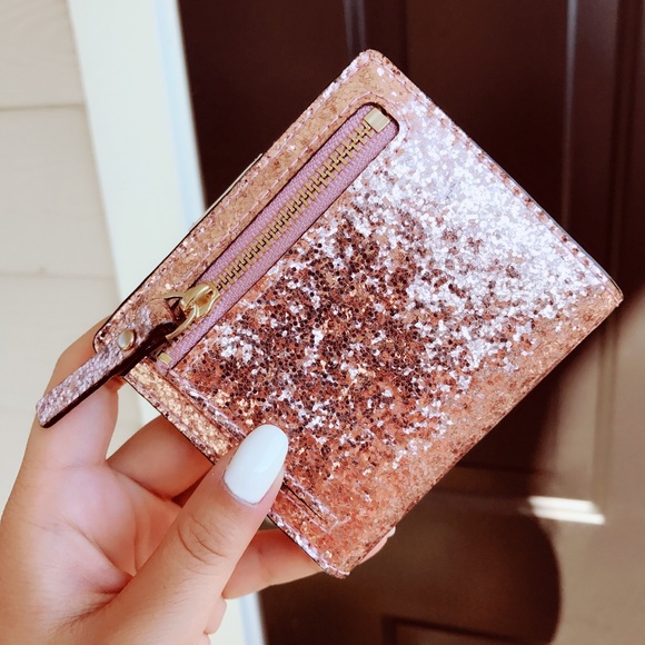 ❗️SOLD❗️Kate Spade Rose Gold Glitter Small Wallet - Picture 5 of 6