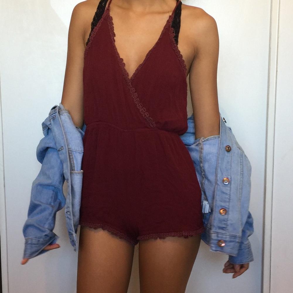 Maroon Surplice Cami Romper
