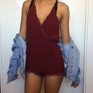 Maroon Surplice Cami Romper