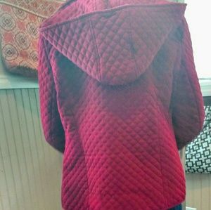 East 5th Wine Color Quilted Jacket w/removablehood