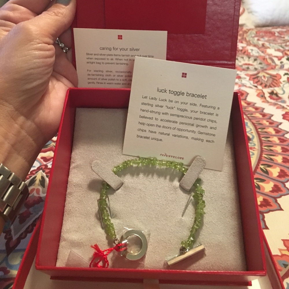 Peridot and Sterling Silver "Luck" Toggle Bracelet