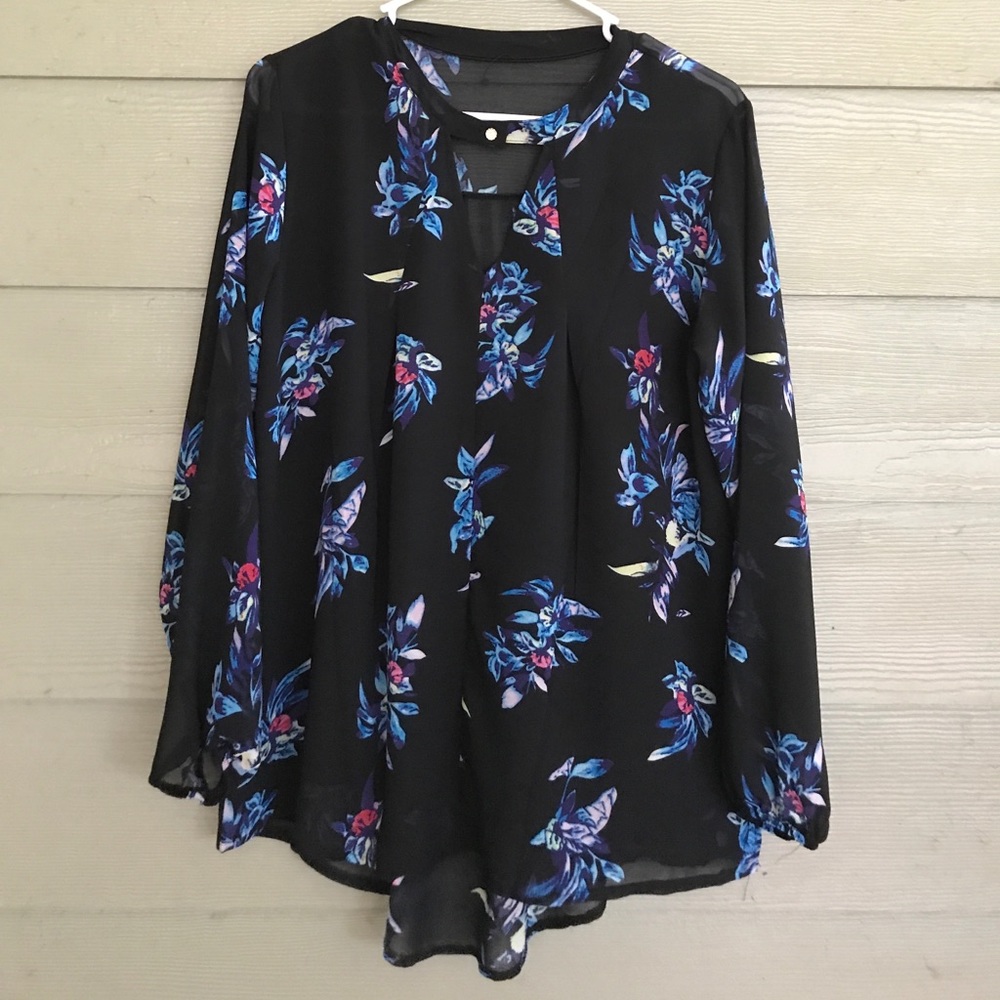 SALE!Black Crepe Georgette Boho Blouse Multi Print