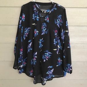 SALE!Black Crepe Georgette Boho Blouse Multi Print