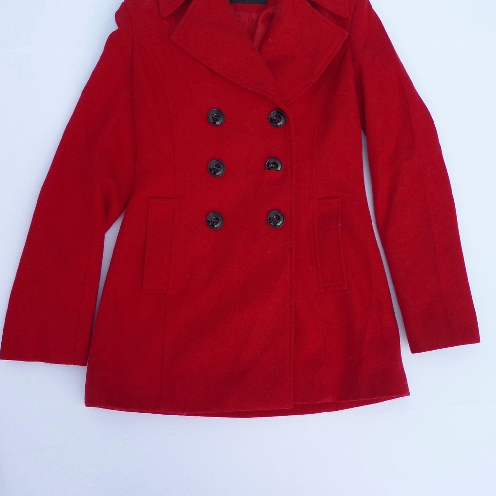 Red Wool Pea Coat