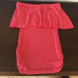Hot pink strapless top