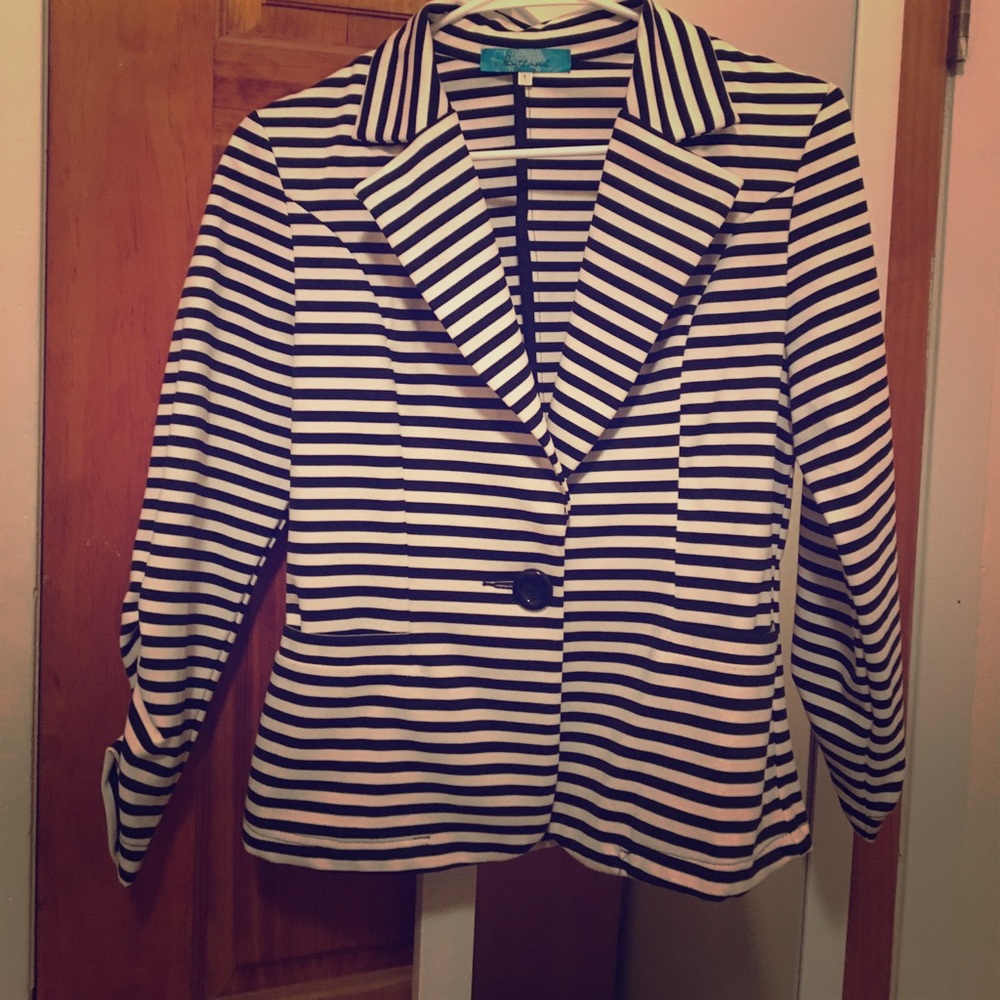 Black and white striped blazer