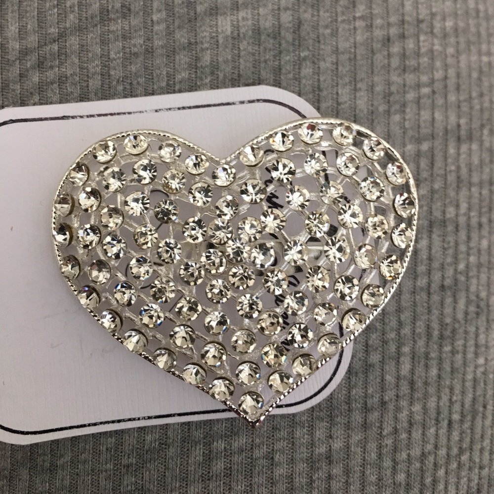White Stone Heart Brooch