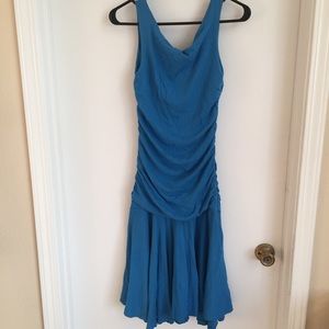 Velvet blue cotton midi dress