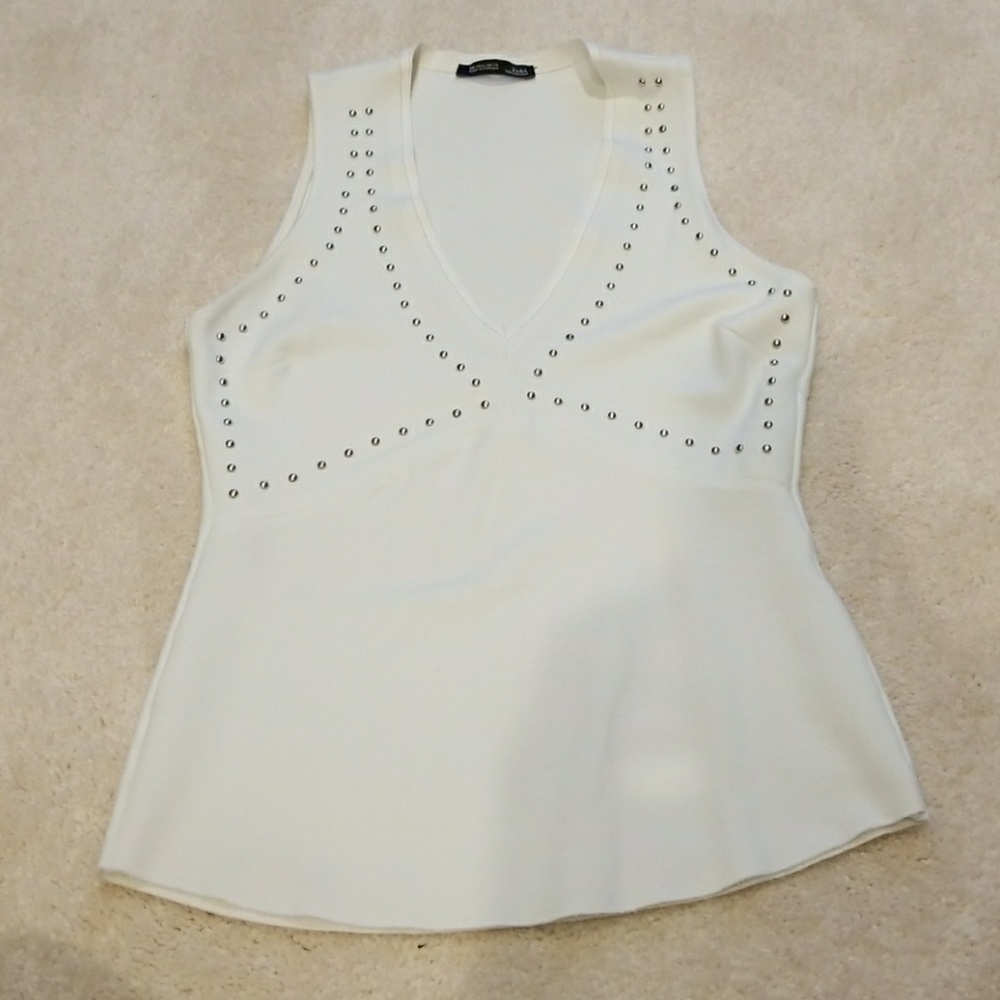 ZARA W/B Collection White Top Studs Studded S