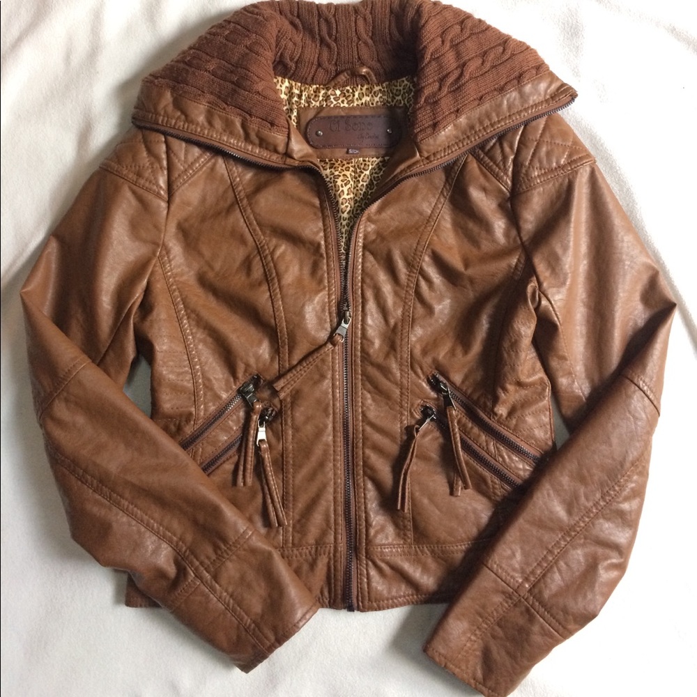 Brown Faux Leather Jacket
