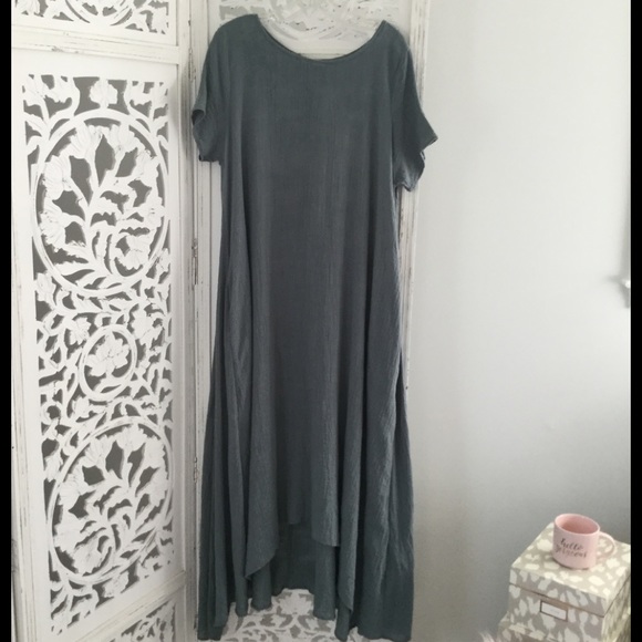 Gray Short Sleeve Hi-Low Maxi Dress - Picture 3 of 3