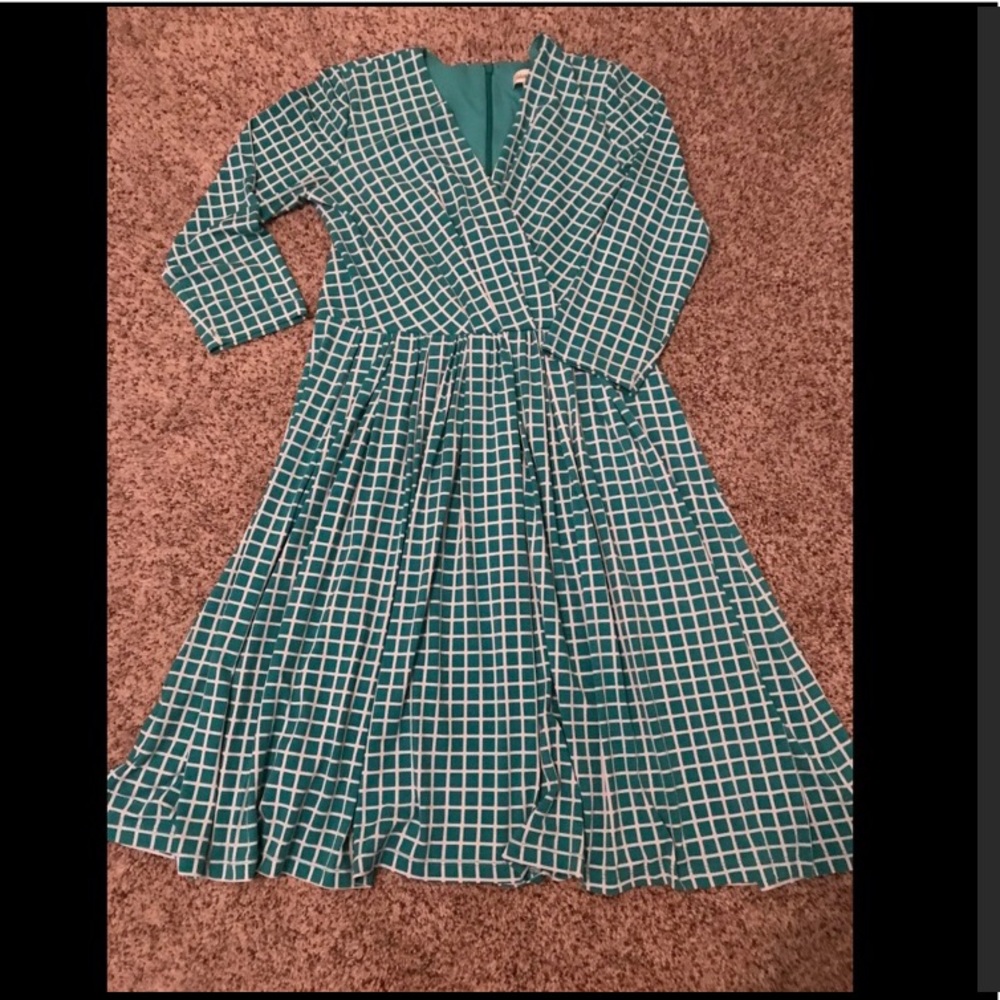 Teal and White checkered Coldwater Creek dress