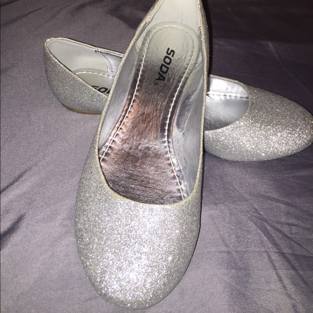 Silver Glittery Flats