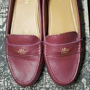 Coach Burgundy Odette Loafer, Pebbled Leather W11 Coach Burgundy Odette Loafer, Pebbled Leather W11