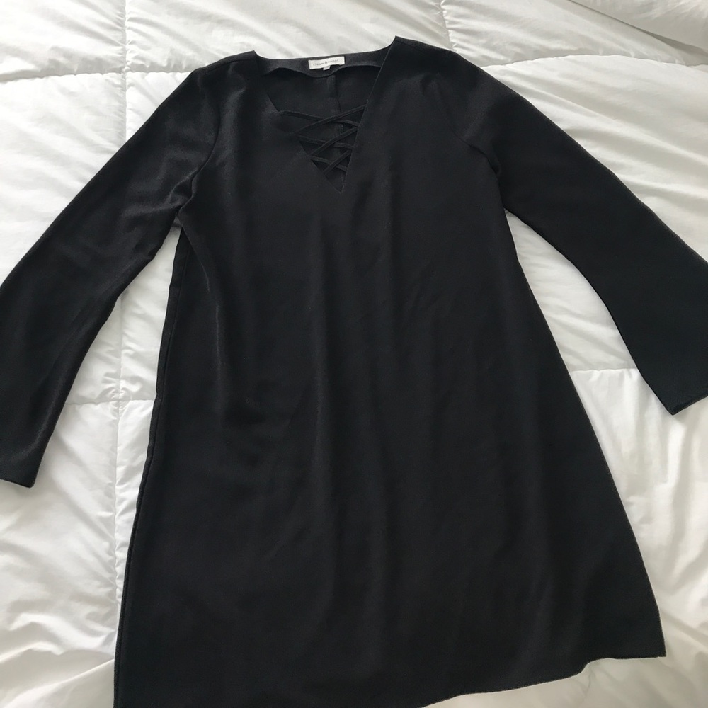 Cream and Sugar black lace up mini dress - Picture 2 of 5