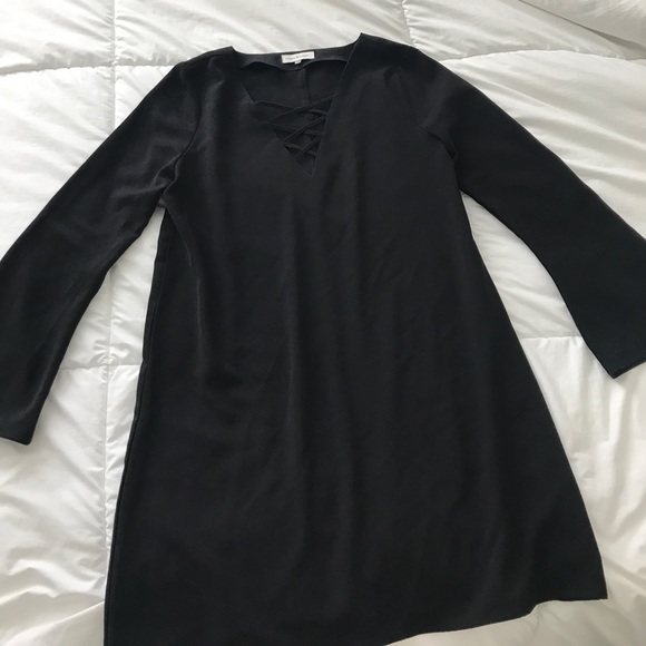 Cream and Sugar black lace up mini dress - Picture 2 of 5