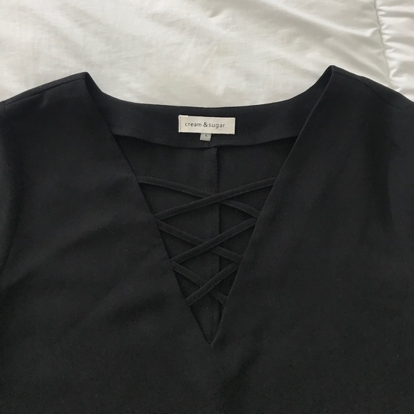 Cream and Sugar black lace up mini dress - Picture 5 of 5