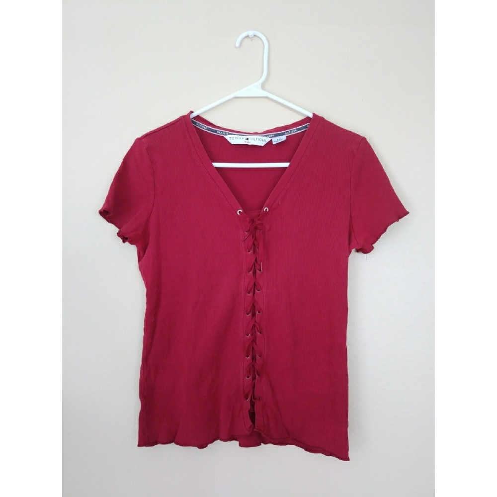 Tommy Hilfiger jeans tie up short sleeve shirt