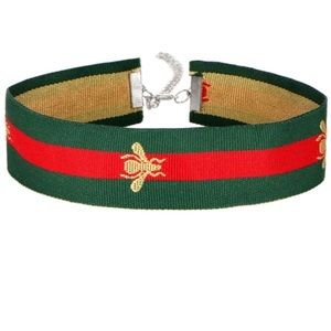 Bee embroidered choker
