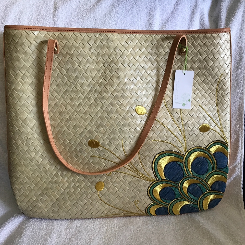NWT Ava Rose Straw Handbag (Anthropologie)