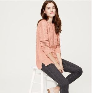 LOFT Cozy Blush Pink Cable Knit Sweater M
