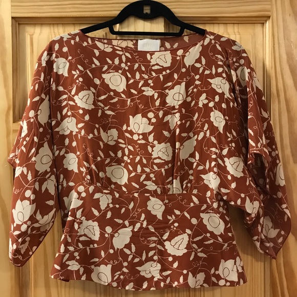 Anthropologie Tops - Anna Sui Size 4 Printed Silk Koloa Blouse