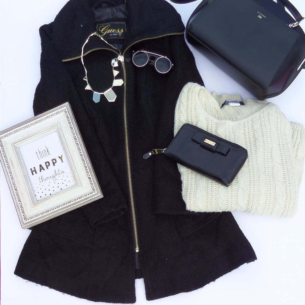 Guess Black Wool Coat