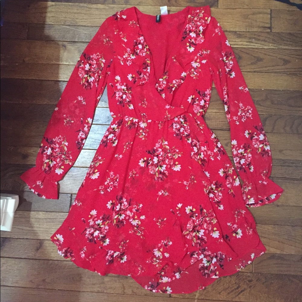 Red floral dress