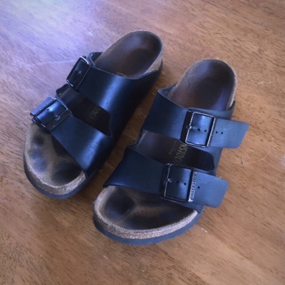 Black Leather Arizona Birkenstocks size 37