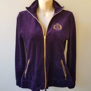 RALPH LAUREN Women's Purple Vlvet Look Zip Top RALPH LAUREN Women's Purple Vlvet Look Zip Top