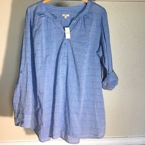 Talbots 2x Blouse %100 Cotton Blue Nwt Msrp$74.50 Talbots 2x Blouse %100 Cotton Blue Nwt Msrp$74.50