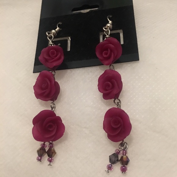 Handmade Rose Earrings - Picture 1 of 4