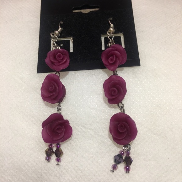 Handmade Rose Earrings - Picture 2 of 4