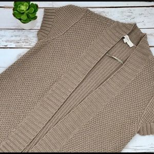 Loft Short Sleeved Open Front Tan Cardigan Loft Short Sleeved Open Front Tan Cardigan
