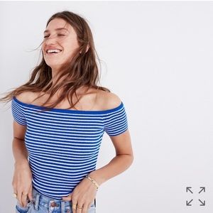 Madewell striped off-the-shoulder sweater top
